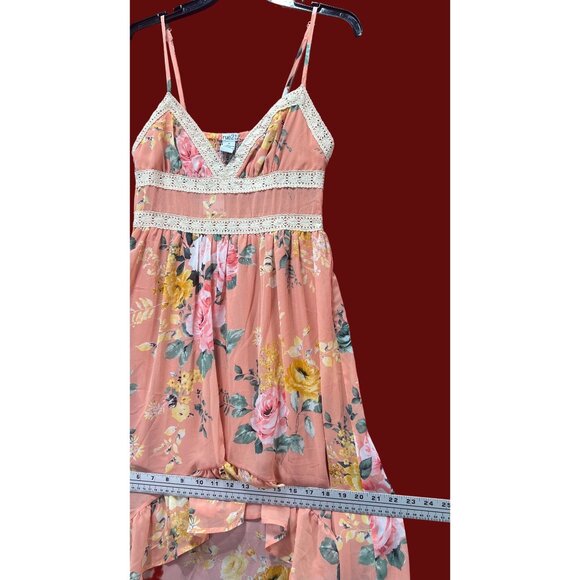 Rue 21 -Women's Summer Sleeveless High Low Hem Ruffle Floral Dress- Pink -Medium - Picture 5 of 16